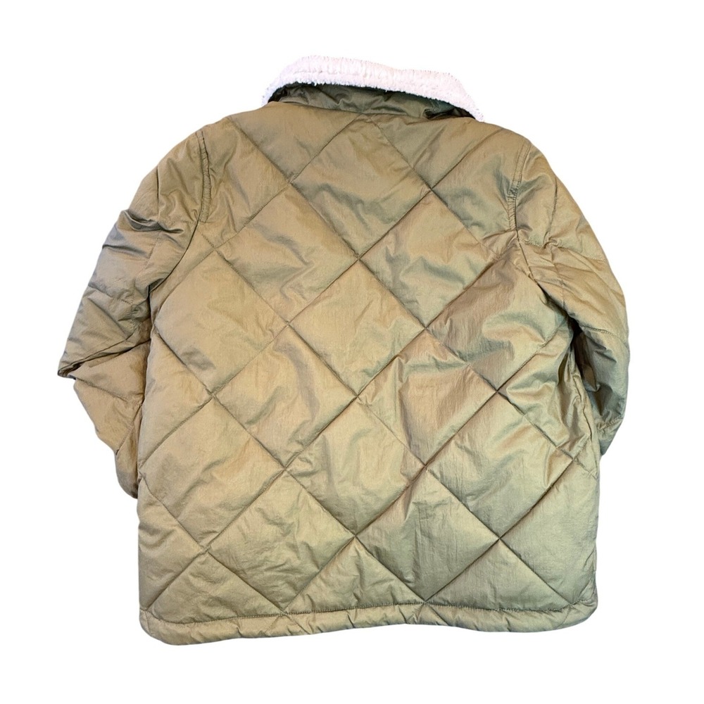 Madewell Women's Reversible Sherpa Puffer Jacket Colorblock Green Size Small - Picture 3 of 13